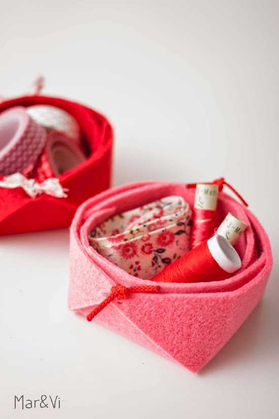 mini cestos de fieltro handmade