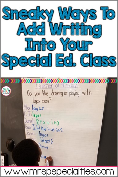 Here are 3 different ideas for fitting extra writing opportunities into your special education program. Many students with disabilities find writing to be very challenging and difficult. Our students don't want extra practice, but they need it. Here are 3 ideas to get you started. 