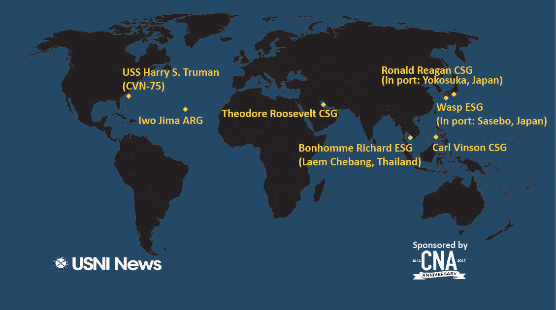 This Is Where The U.S. Navy’s Carrier Strike And Amphibious Ready