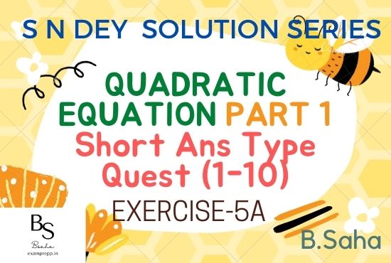 QUADRATIC EQUATIONS (Part-1) | S.N. Dey Math Solution Series