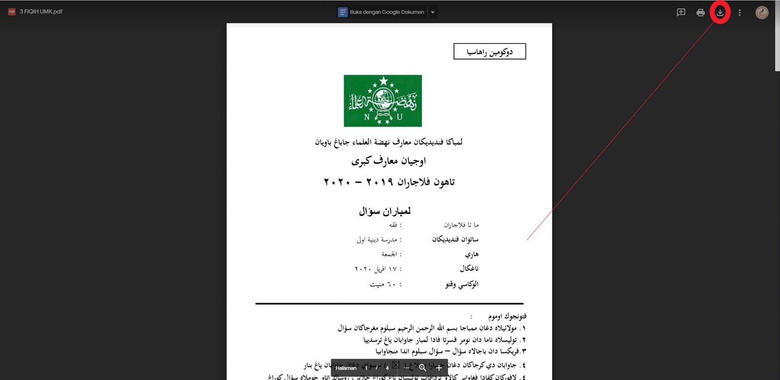 Contoh Soal Fiqih Madrasah Diniyah Umk Ma Arif Terbaru Pagar Bawean