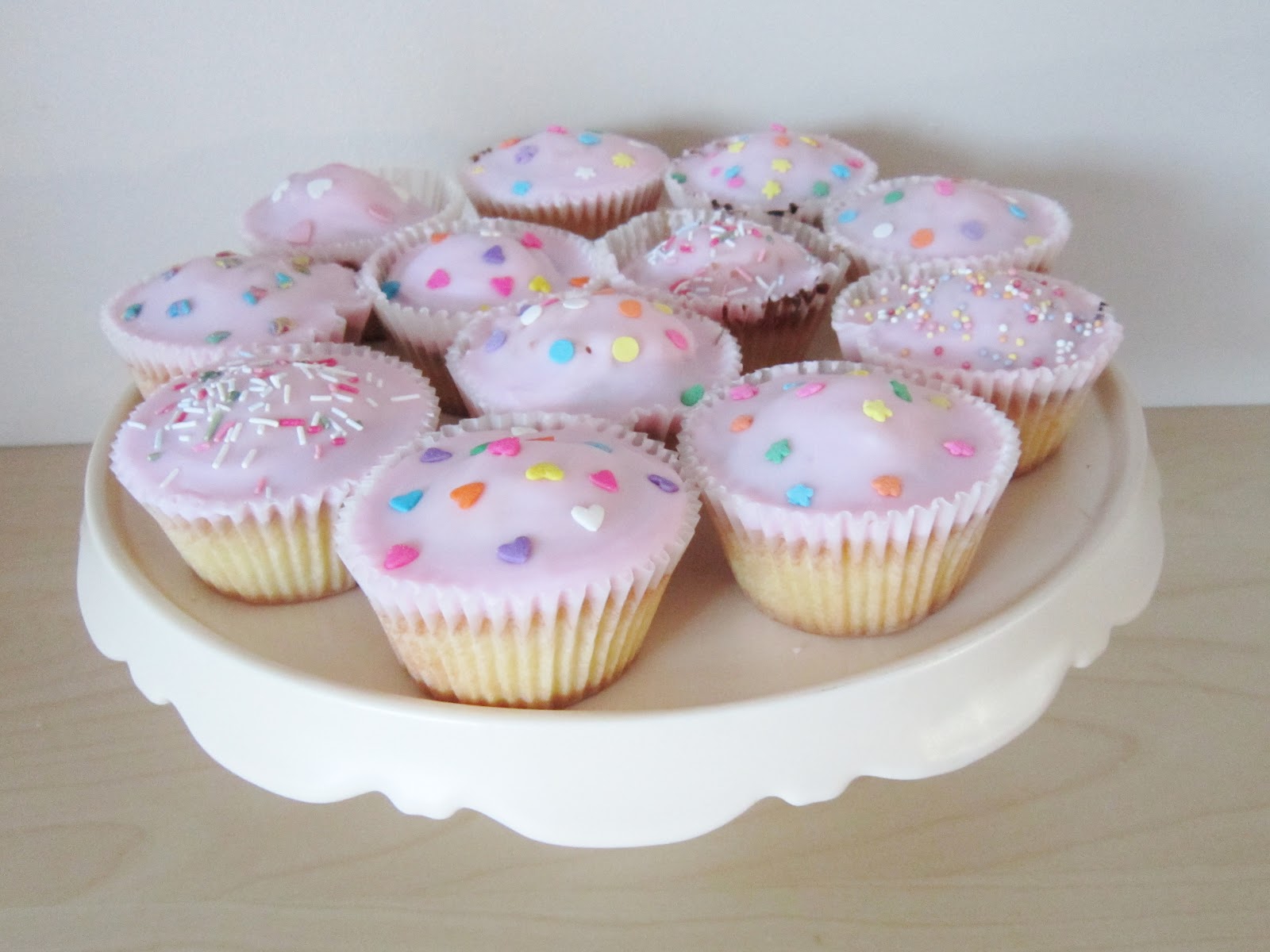National Cupcake Week Iced Pink Fairy Cakes with Wilton Sprinkles ♥