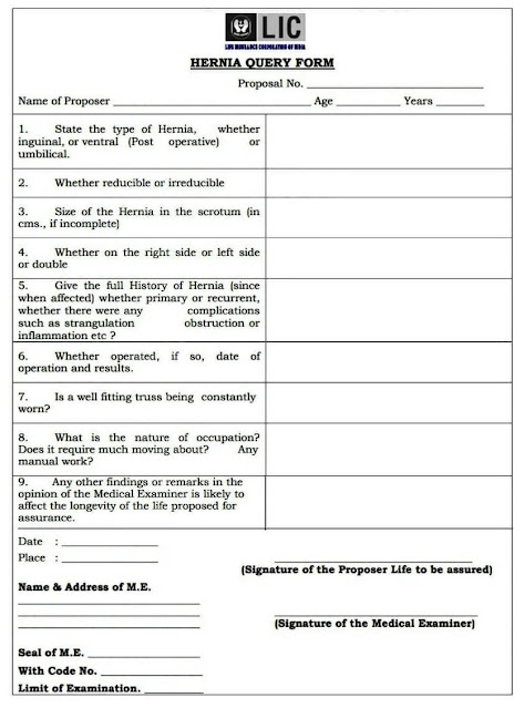 Hernia LIC From, LIC forms download