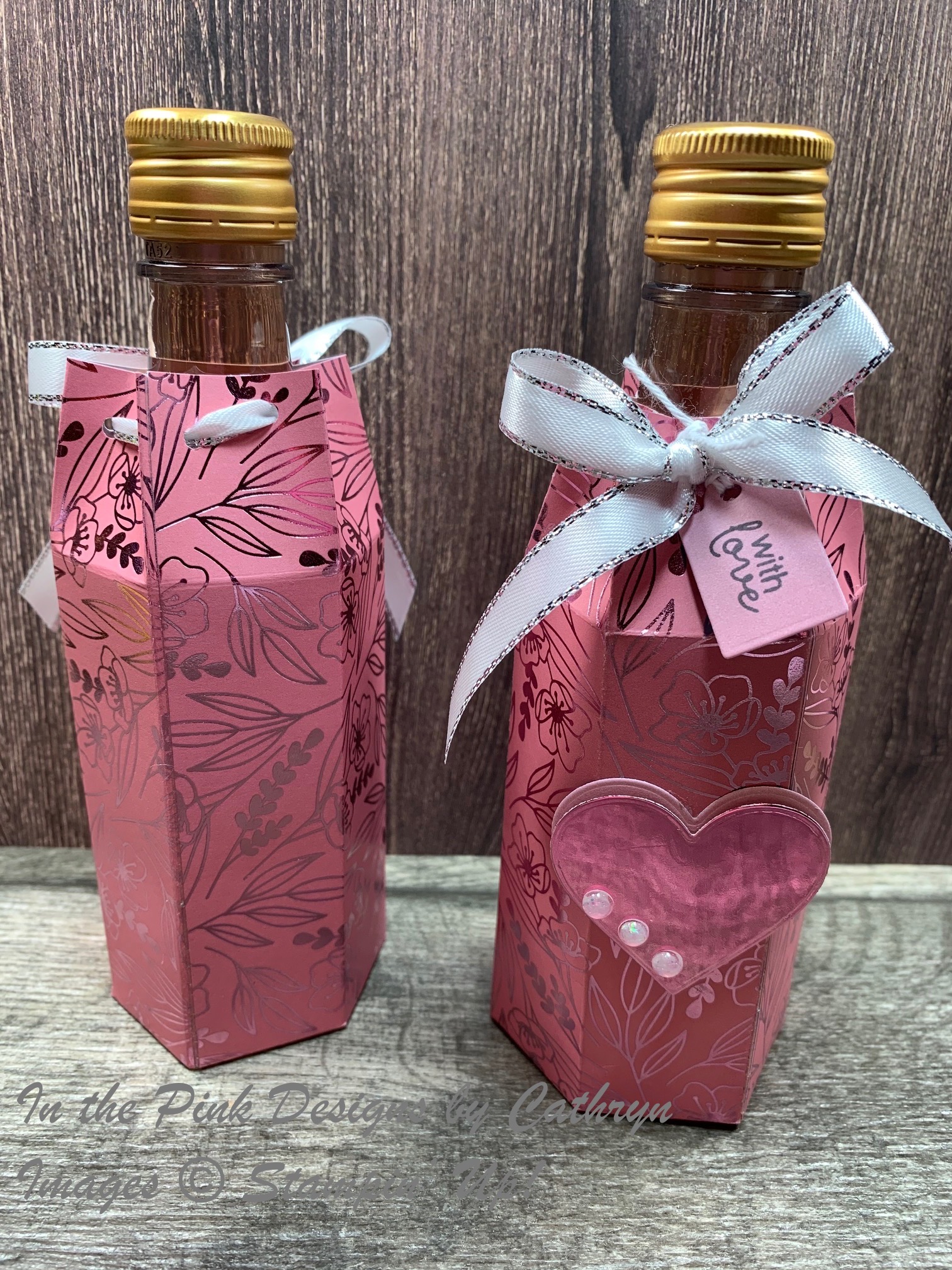 In the Pink, Designs by Cathryn MINI WINE BOTTLE BOX with LOVE YOU
