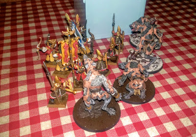 Age of Sigmar battle report between Highborn Aelfs and Beasts of Chaos.