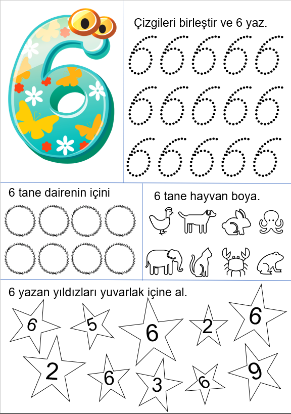 6 Rakamı Çalışma Sayfası 6 Rakamı Çalışma Sayfası