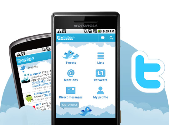 Смартфон с упрощенным интерфейсом. Сообщение direct. Direct message. Twitter Android clients. Messages profile