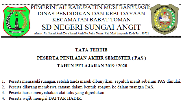TATA TERTIB PENGAWAS PTS/PAS/UKK TAHUN PELAJARAN 2019/2020