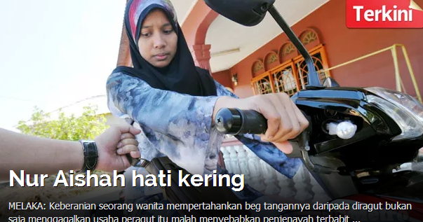 Infojelita: Nur Aishah Hati Kering Kejar Peragut Dengan 