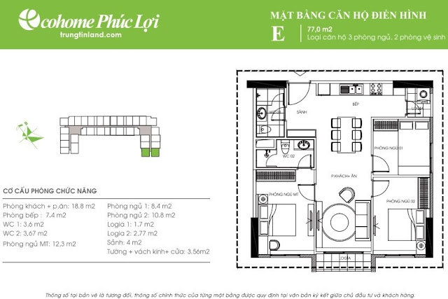 Mặt bằng Eco Home Phúc đồng long biên sàn căn hộ điển hình