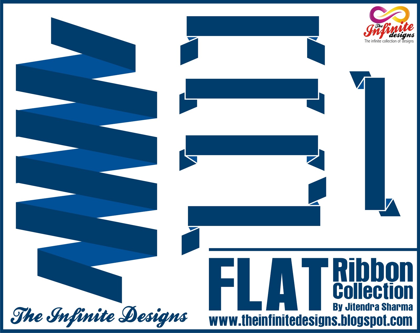 Flat Blue Ribbon Collection with Editable Format File Free download ...