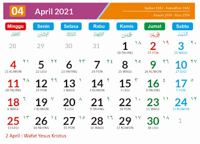 Kalender 2021 Masehi April