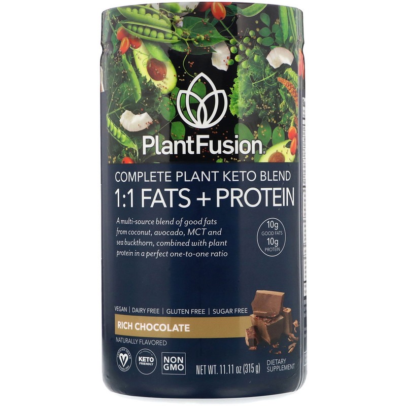 PlantFusion, Растительный комплекс для кетодиеты, жиры и белки 1:1, со вкусом шоколада, 315 г