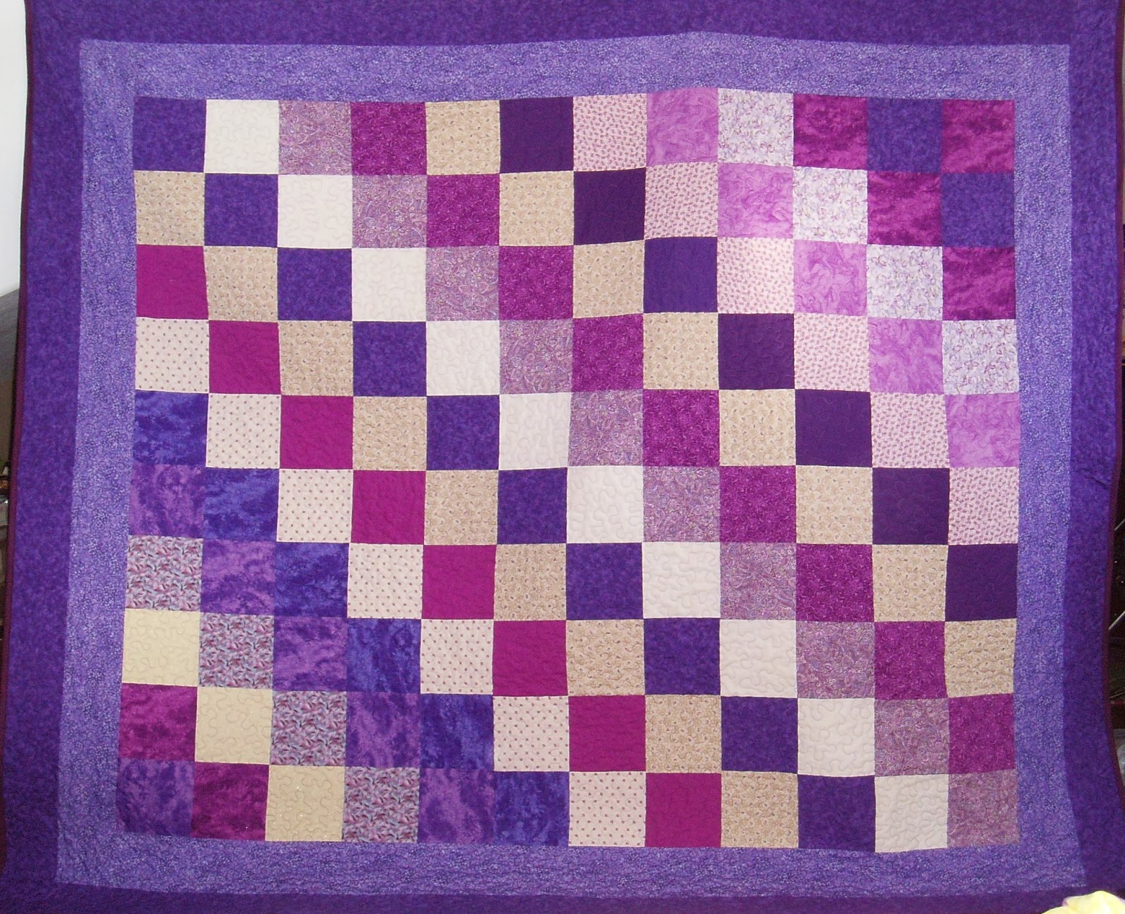 Sunshine in the Attic Purple Quilt Completed