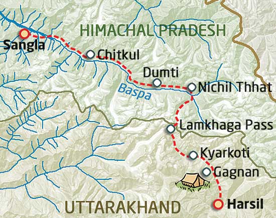 Lamkhaga pass trek map