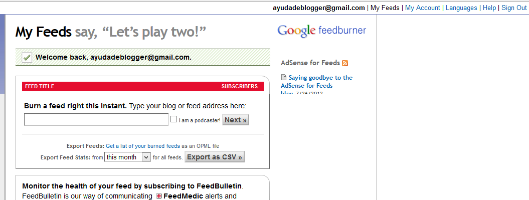 Cómo configurar RSS feed para páginas web utilizando Feedburner