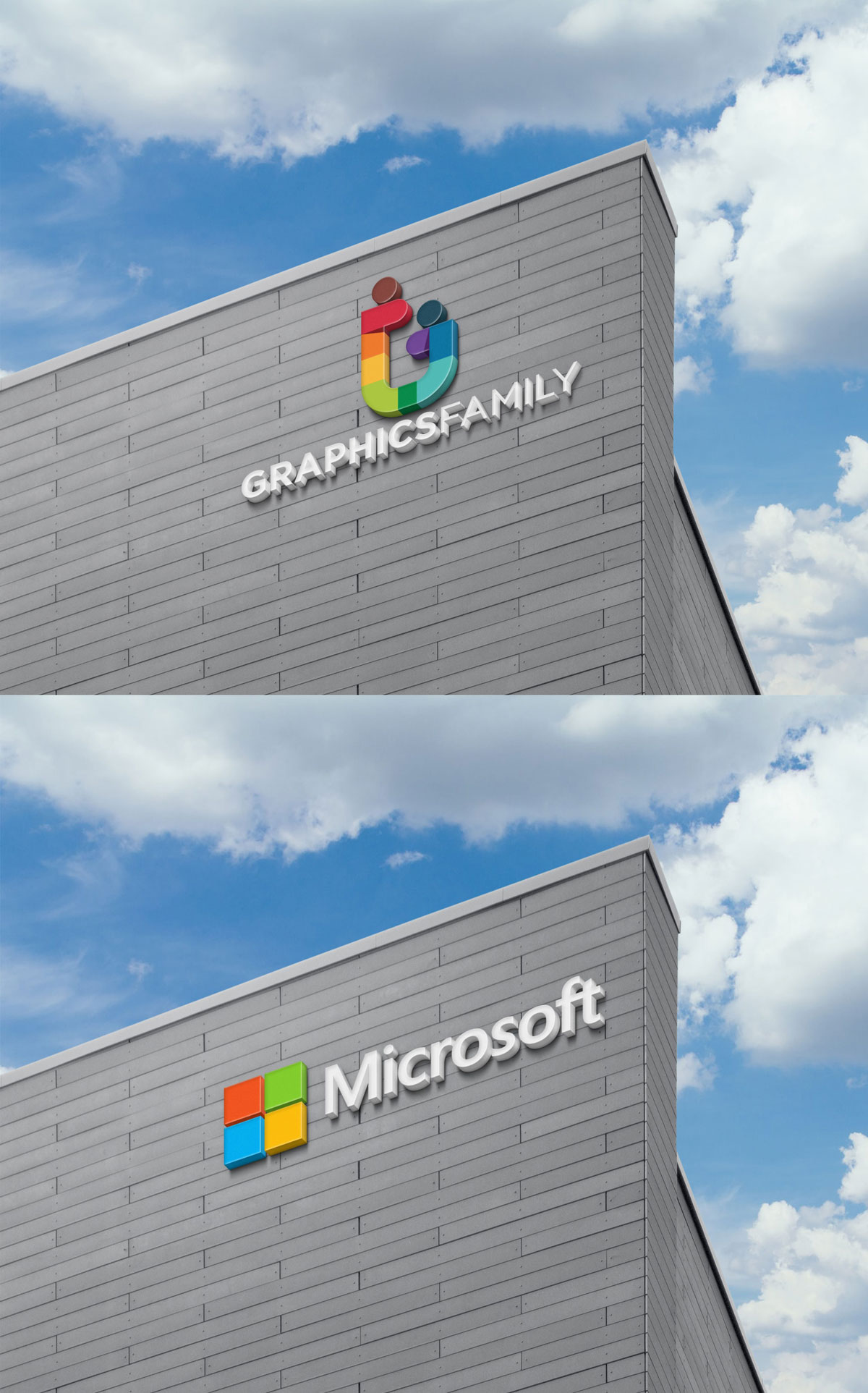 3D Sign On Building Facade Wall Logo Mock-Up 2 3D Sign On Building Facade Wall Logo Mock Up Free