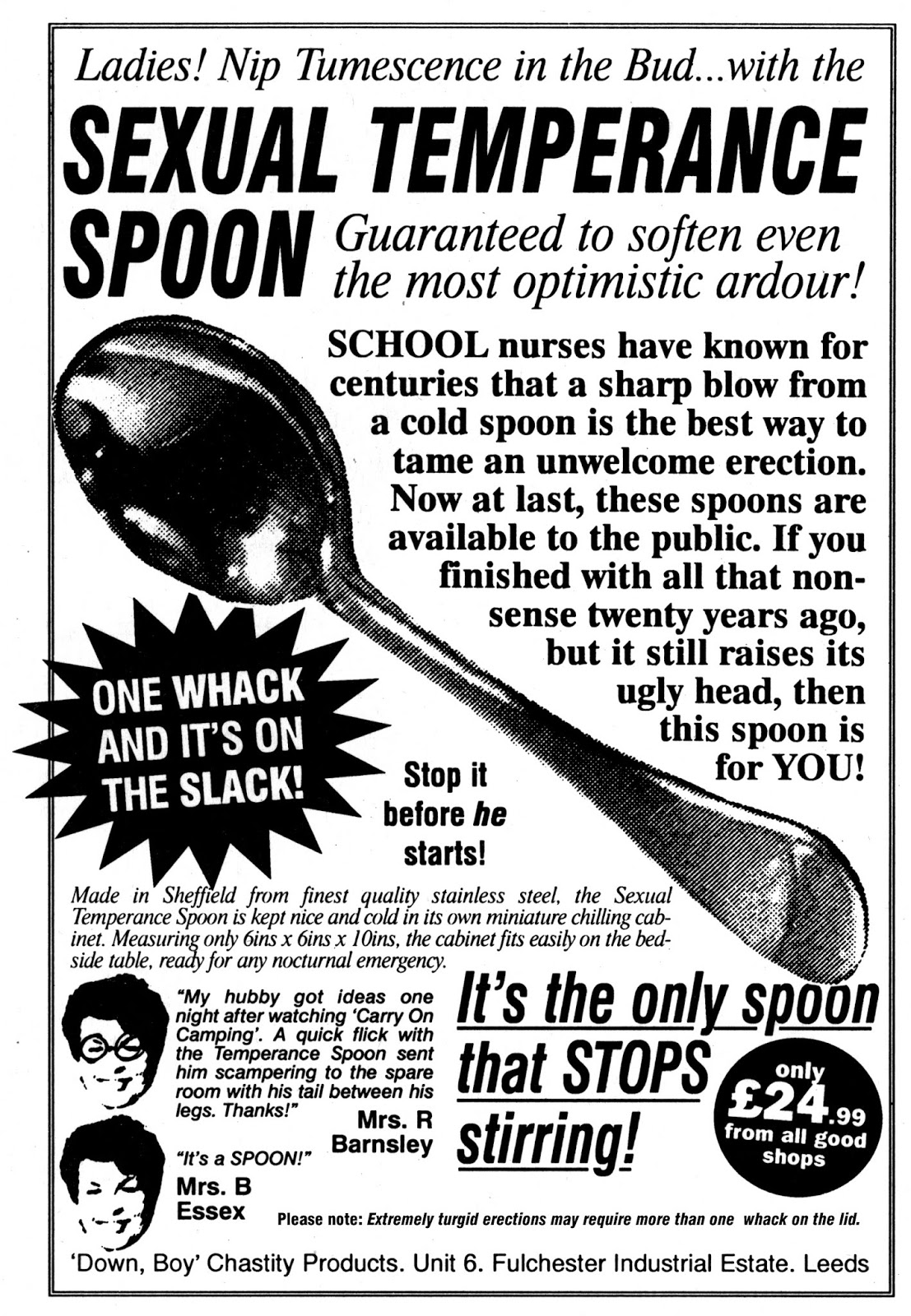 Sexual Temperance Spoon The Only Spoon That STOPS Stirring! Vintage