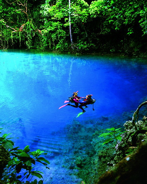 The blue hole in the island of Espiritu Santo, Vanuatu