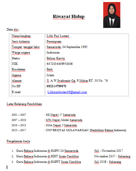 Materi Bahasa Indonesia: FORMULIR DAN DAFTAR RIWAYAT HIDUP