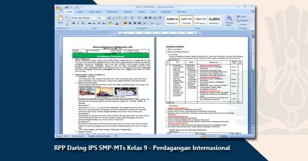 Contoh RPP Daring IPS SMPMTs Kelas 9 Perdagangan