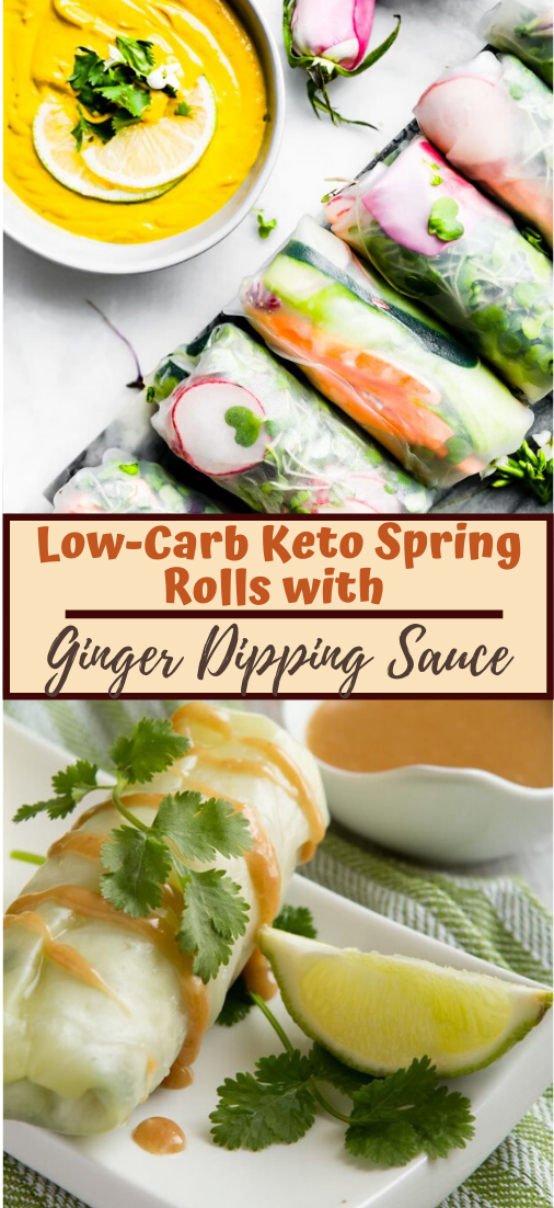 LowCarb Keto Spring Rolls with Ginger Dipping Sauce healthyrecipe 