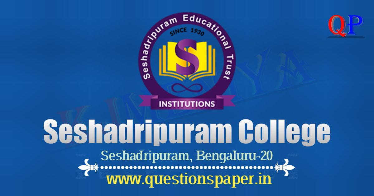 Semester 1 Question Papers Seshadripuram College Bengaluru ♥ Old
