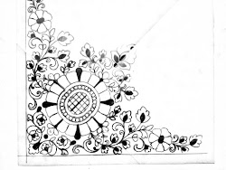 embroidery pencil corner sketch drawing saree paper khaka tracing drawings emroidery beginners