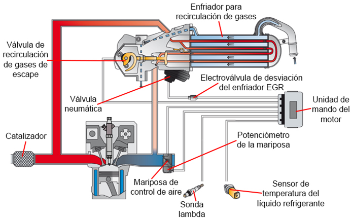 Funcionamiento del intercambiador de calor de la EGR