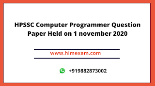 HPSSC Computer Programmer Question Paper Held on 1 november 2020