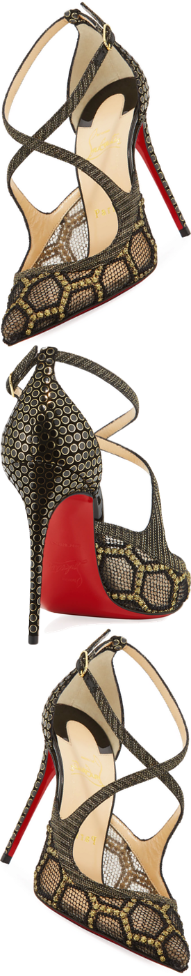 Christian Louboutin Twistissima Crisscross Red Sole Pump, Black/Gold