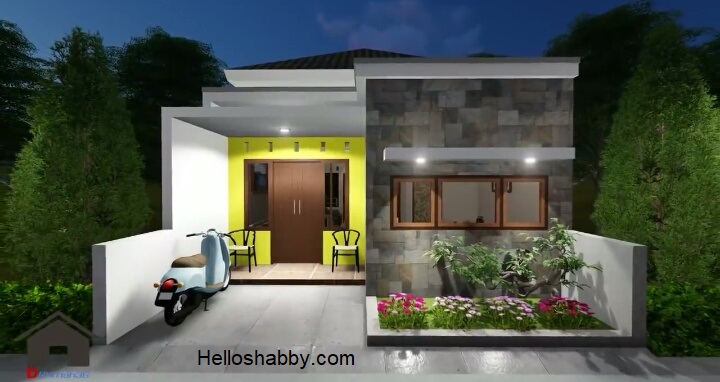 Desain Dan Denah Rumah Minimalis 6 X 12 M Dengan 2 Kamar Tidur Dengan Eksterior Batu Pualam Natural Dan Elegan Helloshabby Com Interior And Exterior Solutions