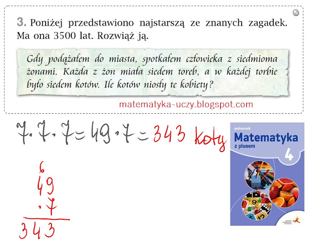 Zad. 3 i 4 str. 100 "Matematyka z plusem 4" Mnożenie liczb  sposobem pisemnym