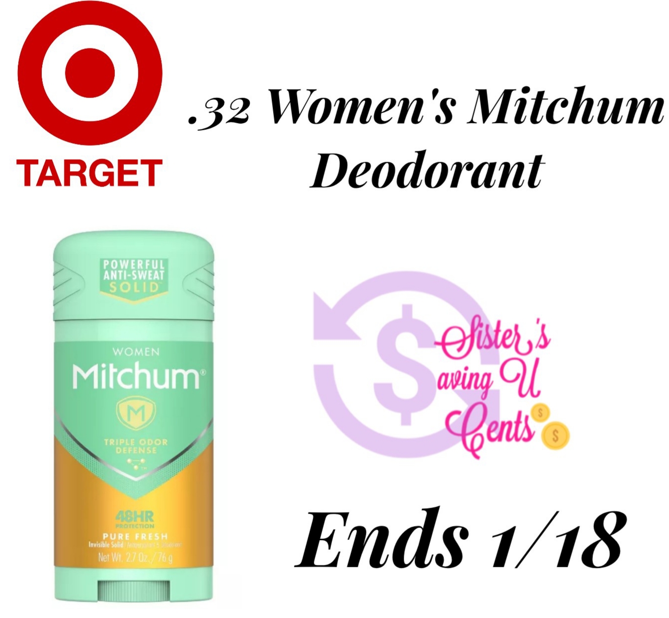 .32 Women's Mitchum Deodorant At Target 🎯