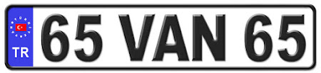 Van il ismi harflerinden oluşan 65 VAN 65 kodlu Van plaka örneği