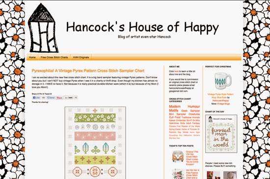 hancock's house of happy: Pyrexophilia! A Vintage Pyrex Pattern Cross Stitch Sampler Chart