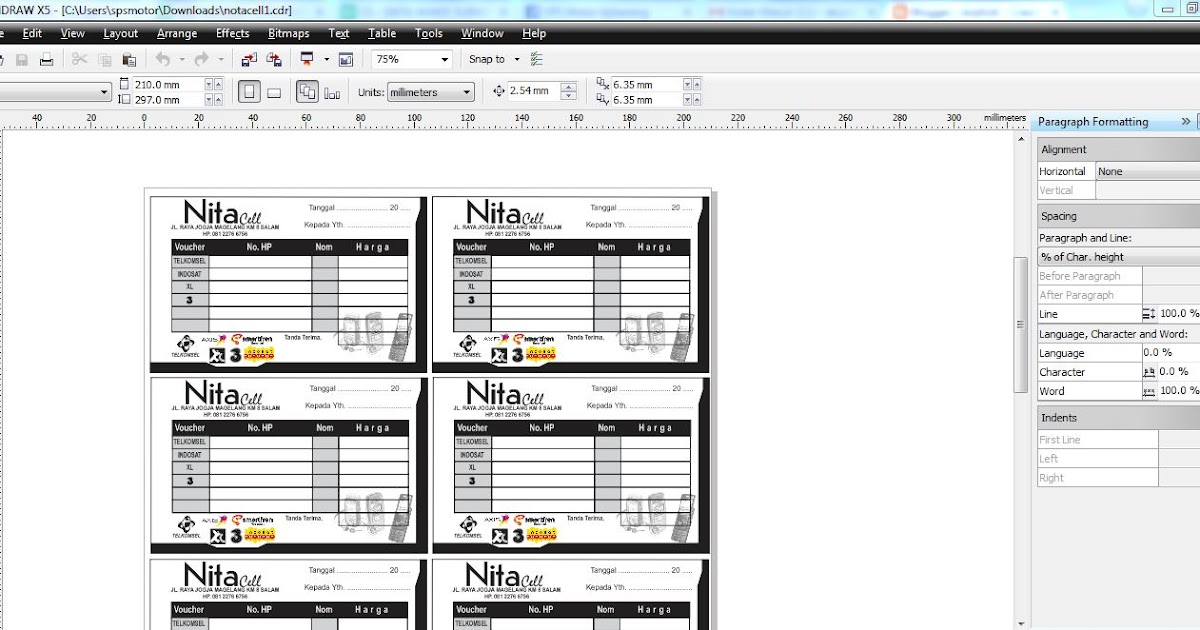 Download Nota Konter Pulsa [CorelDraw] ./erphidi