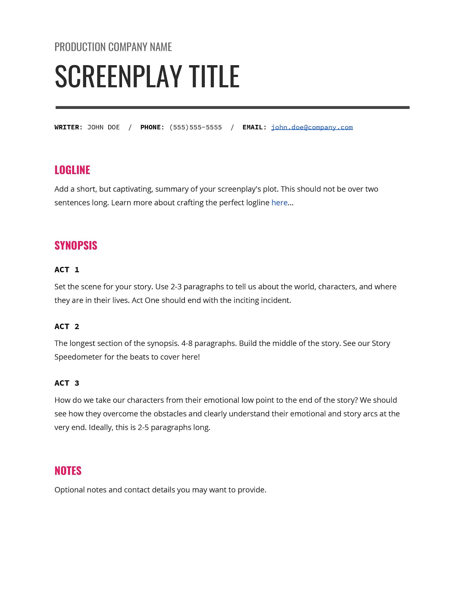 كيفية كتابة ملخص سيناريو فيلم Synopsis