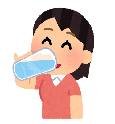 お水を飲む人のイラスト（女性）