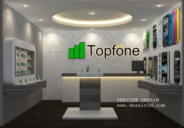 Design toko handphone meja lemari display aksesoris hp 3D EKSTERIOR
