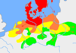 MÖ 750 - MS 1 arası Cermen kabilelerinin genişlemesi (Dünya Tarihinin Penguin Atlası 1988)