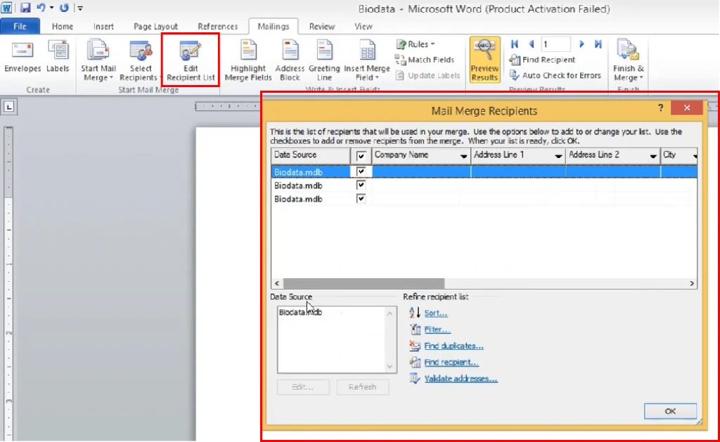 Cara Mailing Merge dengan menggunakan Microsoft Word