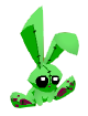a neon green bunny with big, soulful eyes