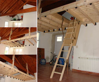 antes y despues: entre piso en garaje con escalera rebatible