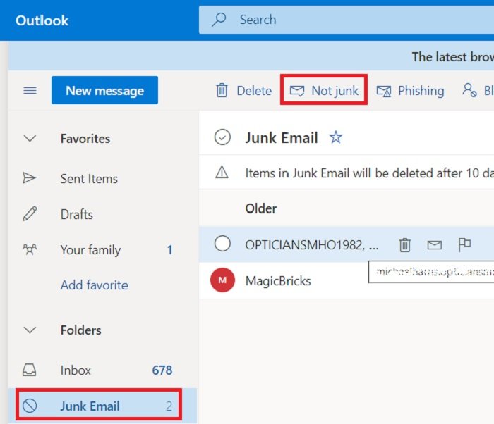 Outlookでメールが迷惑メールに送信されないようにする方法 