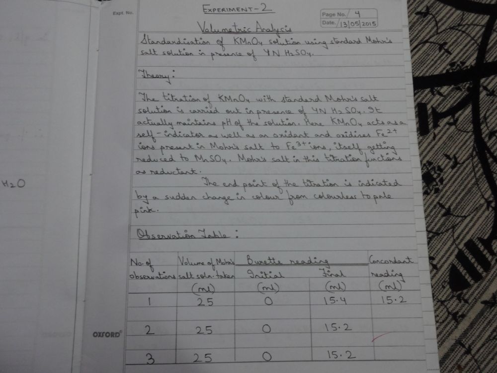 Class 12 SCIENCE Practical Readings and Projects ISC Class 12 Chemistry Practicals Observations