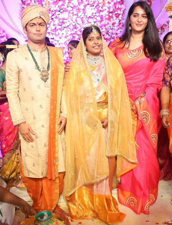 Anushka Shetty In Red Saree At Shyam Prasad Reddy Daughter Wedding