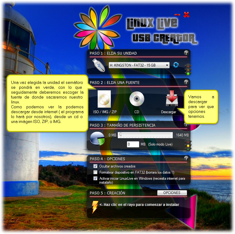 Explicado como para niños: Crea tu USB live con "Linux live USB Creator"