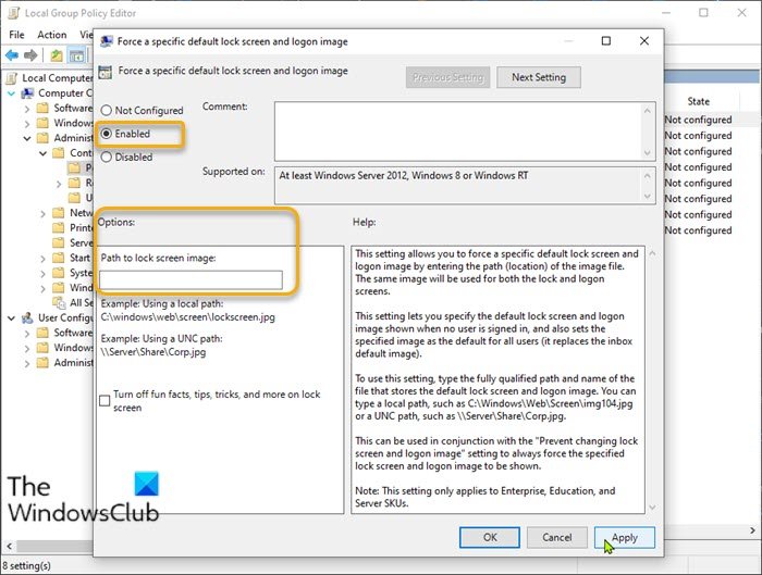 Immagine della schermata di blocco diversa all'avvio del computer Windows 10