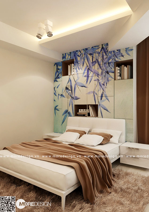 Nội thất phòng ngủ master tuyệt đẹp với hệ thống kệ tủ đầu giường trang trí với tranh dán tường 3D Nội thất phòng ngủ master tuyệt đẹp với hệ thống kệ tủ đầu giường trang trí với tranh dán tường 3D